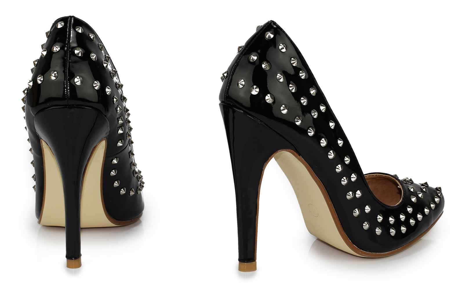 Home Women's Shoes LSS00103 - Black Studded High Heel Shoes