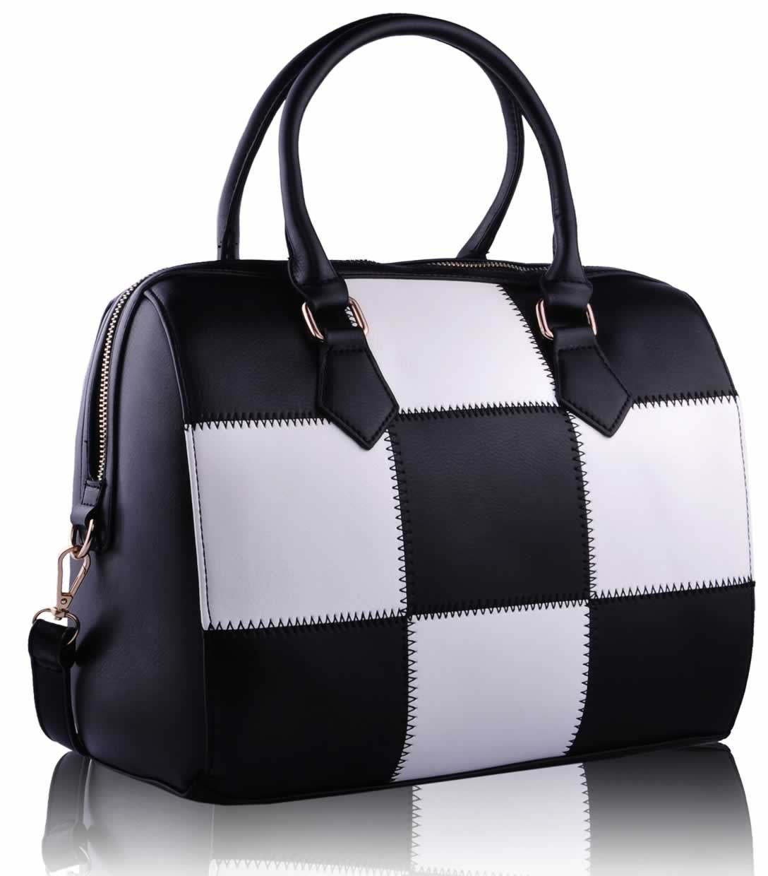 black and white satchel