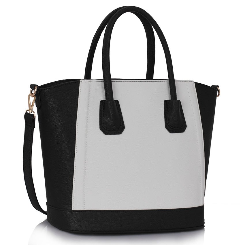 Black / White Tote Bag With Long Strap