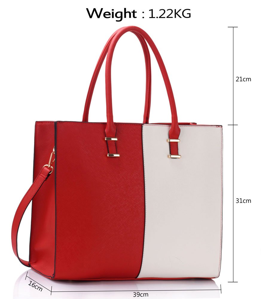 red and white tote bag