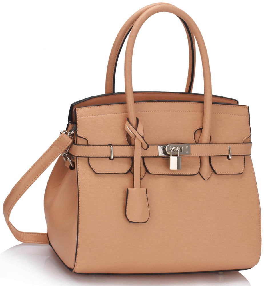 Wholesale Nude Padlock Tote With Long Strap