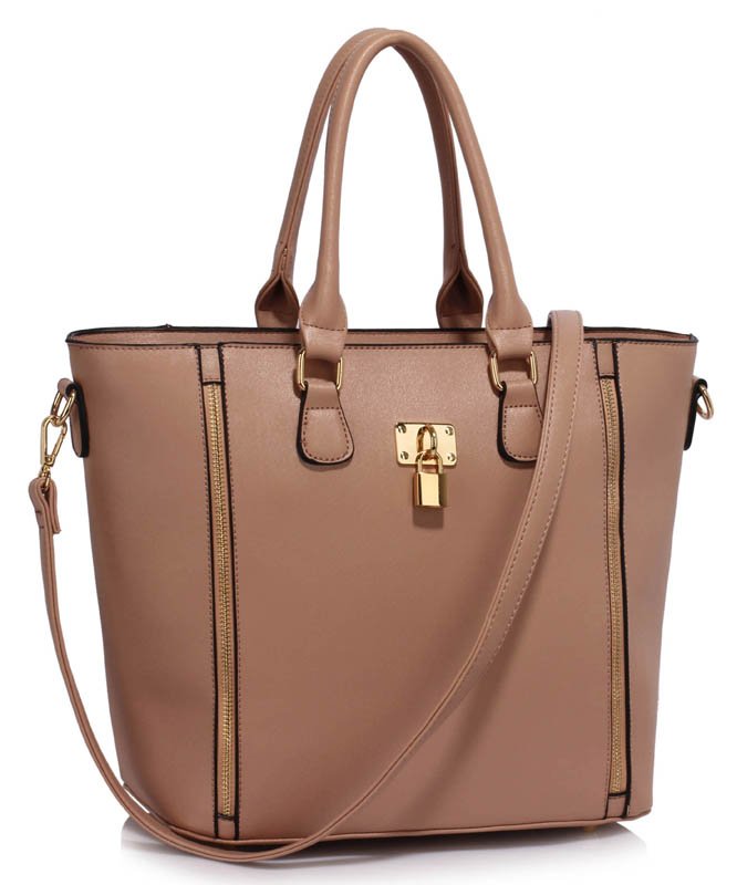 Ls L Nude Padlock Tote