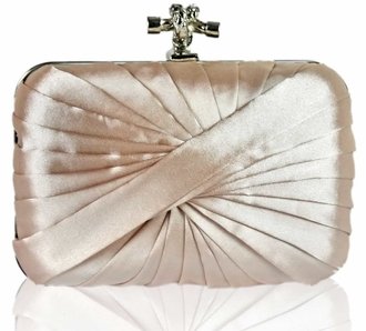 Wholesale Nude Satin Evening Cluth Bag