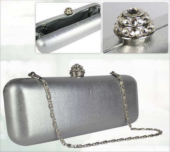 large silver diamante clutch bag