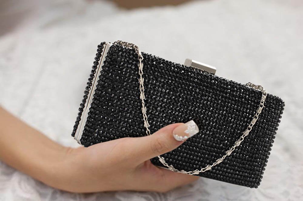 Wholesale Black Sparkly Diamante Evening Clutch