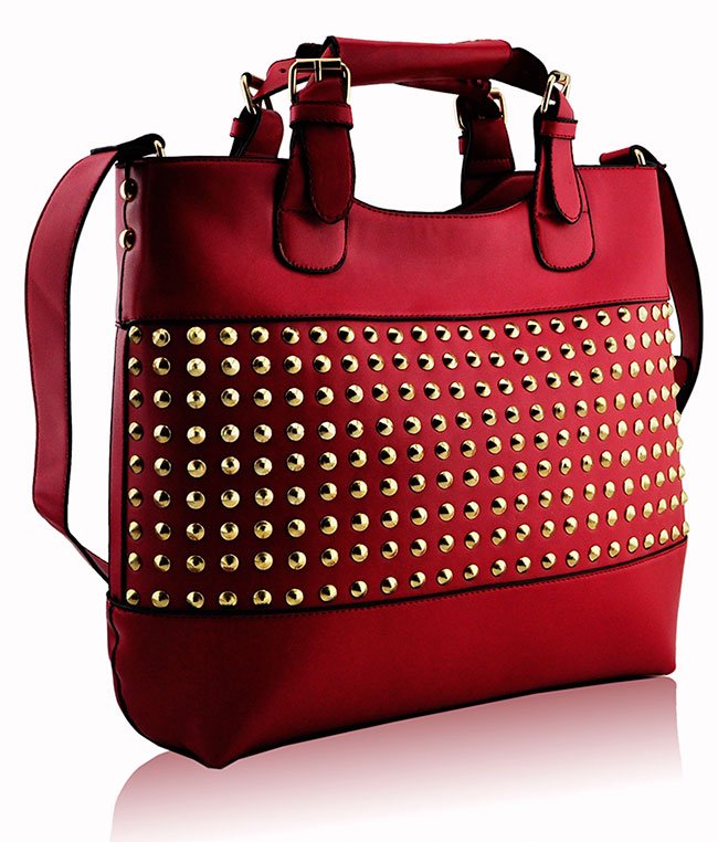 red studded purse