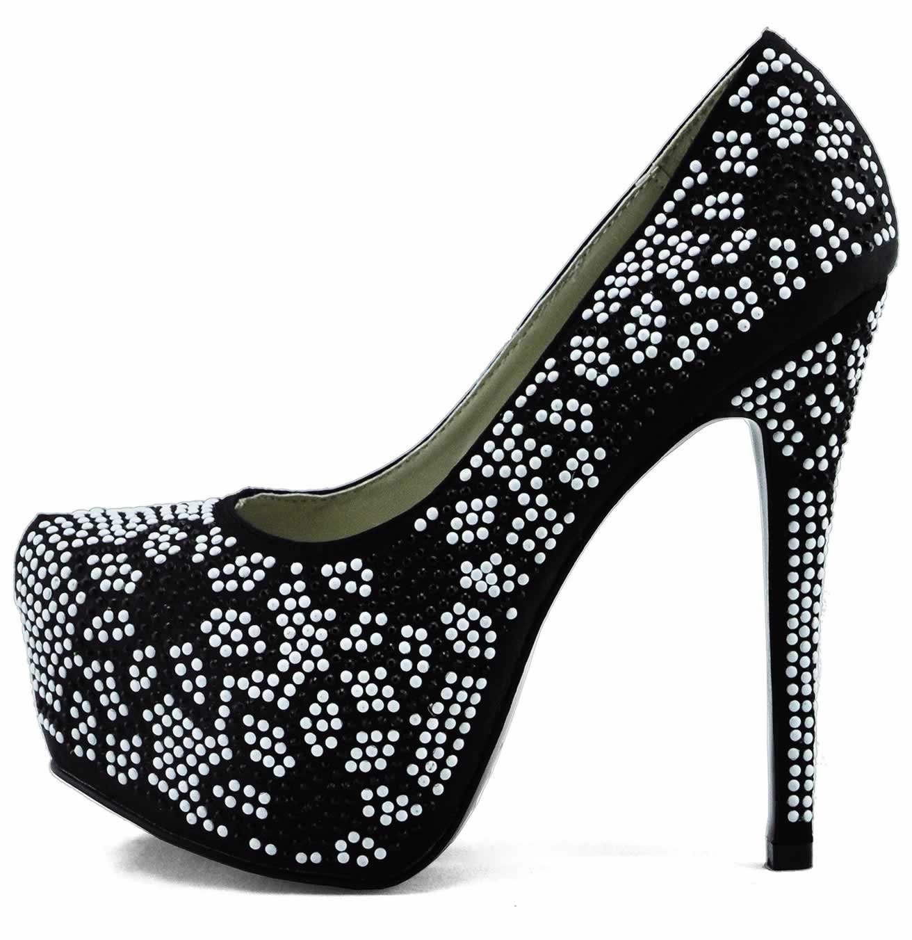Shoes :: LSS00122 - Black / White Diamante Covered Platform Stiletto ...