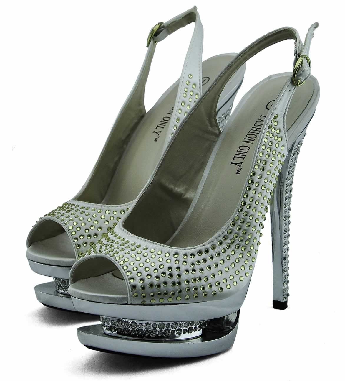 Wholesale Shoes :: LSS00129 - Ivory Double Platform Crystal High Heel ...