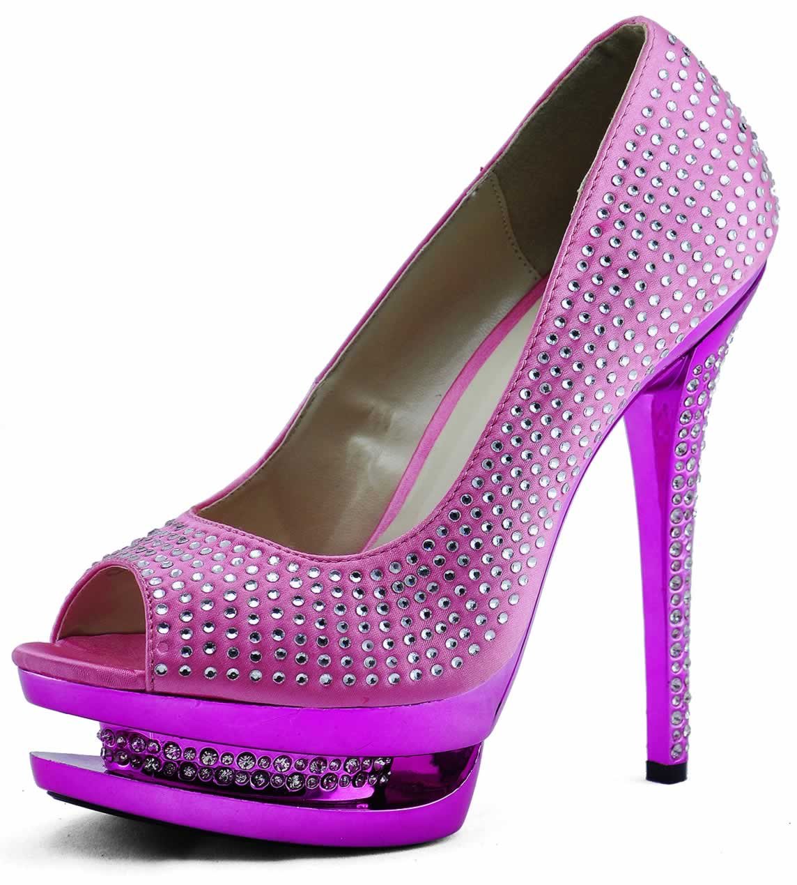 Wholesale Shoes :: LSS00130 - Pink Double Platform Crystal High Heel ...