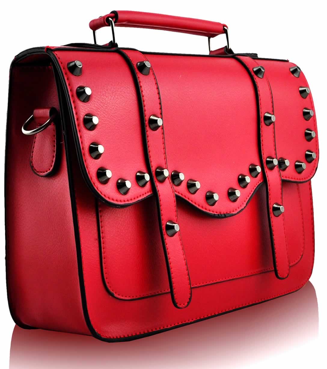 red studded clutch