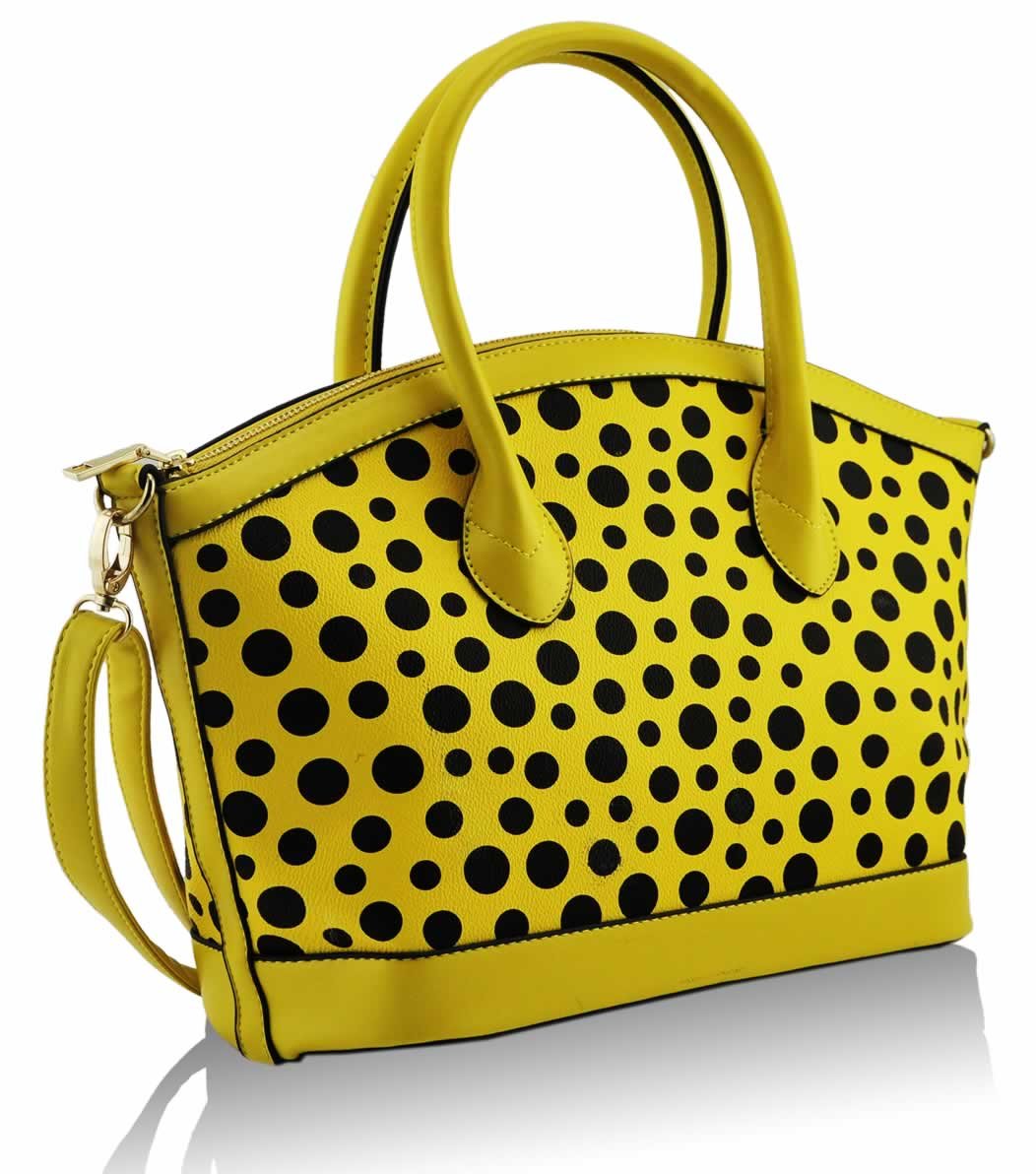 Wholesale Yellow Patent Polka Dot Tote Bag