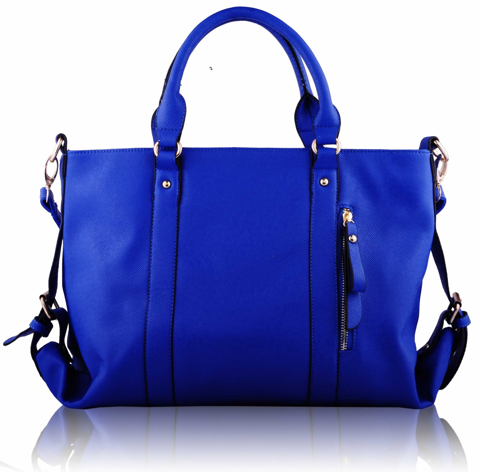 Wholesale Blue Front Zipper Design Decoration Tote Handbag