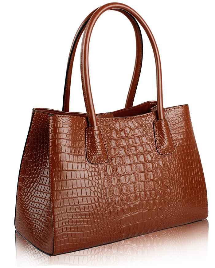 Brown Croc Shoulder Bag