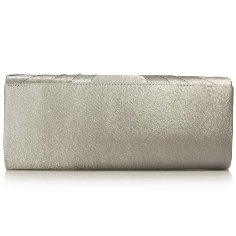 satin silver clutch