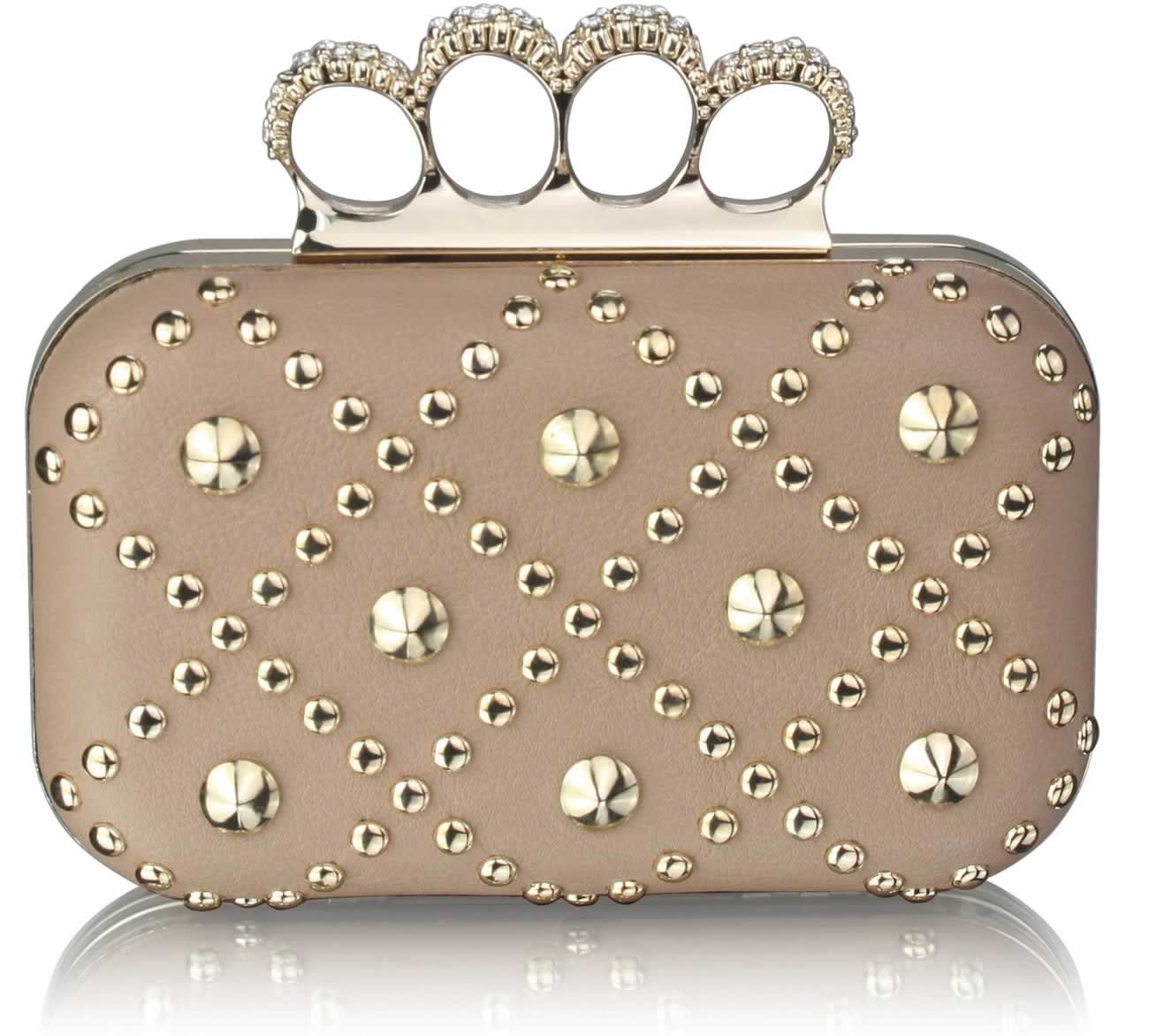 Wholesale Nude Sparkly Crystal Satin Clutch purse