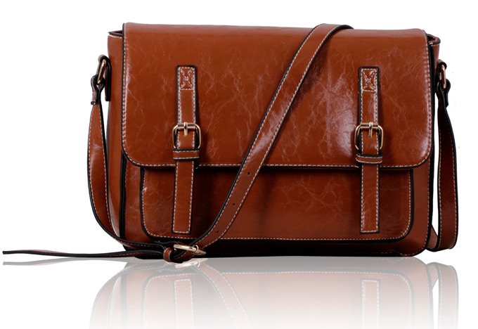 Wholesale Classic Brown Buckle Satchel With Long Strap