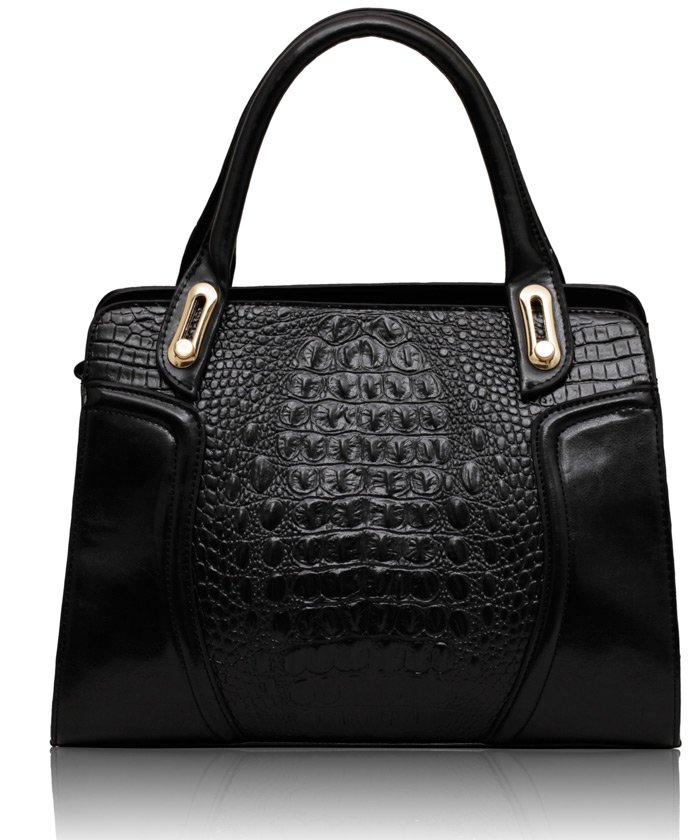 Black Croc Tote Bag