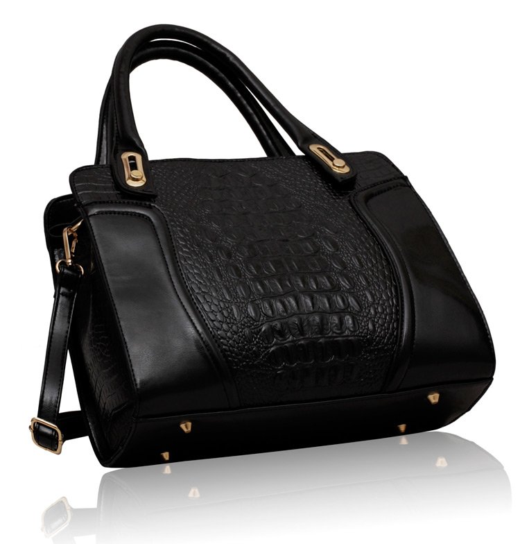 Black Croc Tote Bag