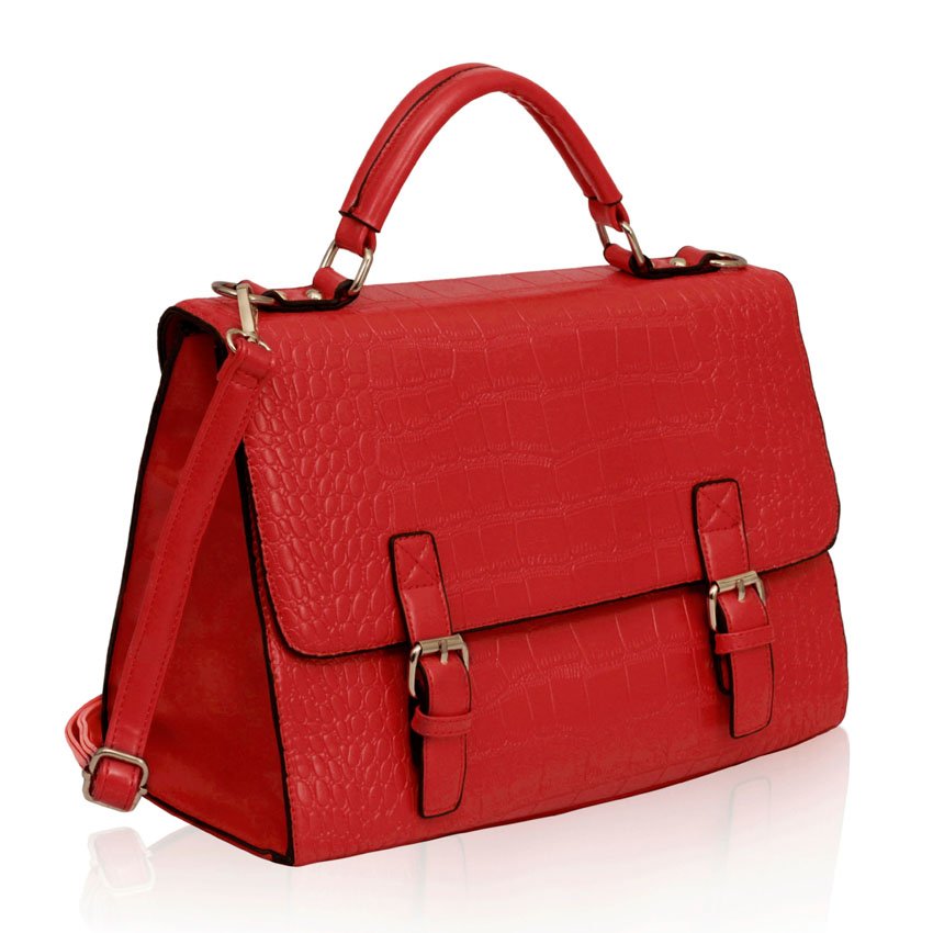 Download Wholesale LS00191 - Red Mock Crocodile Satchel Handbag