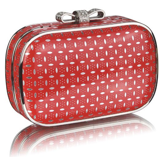 red crystal clutch bag