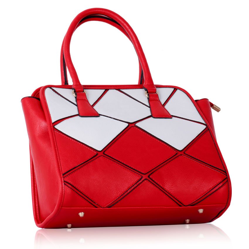 red and white tote bag