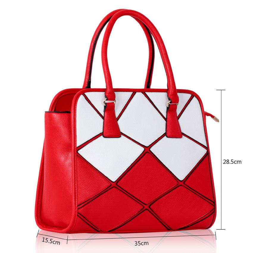 red and white tote bag