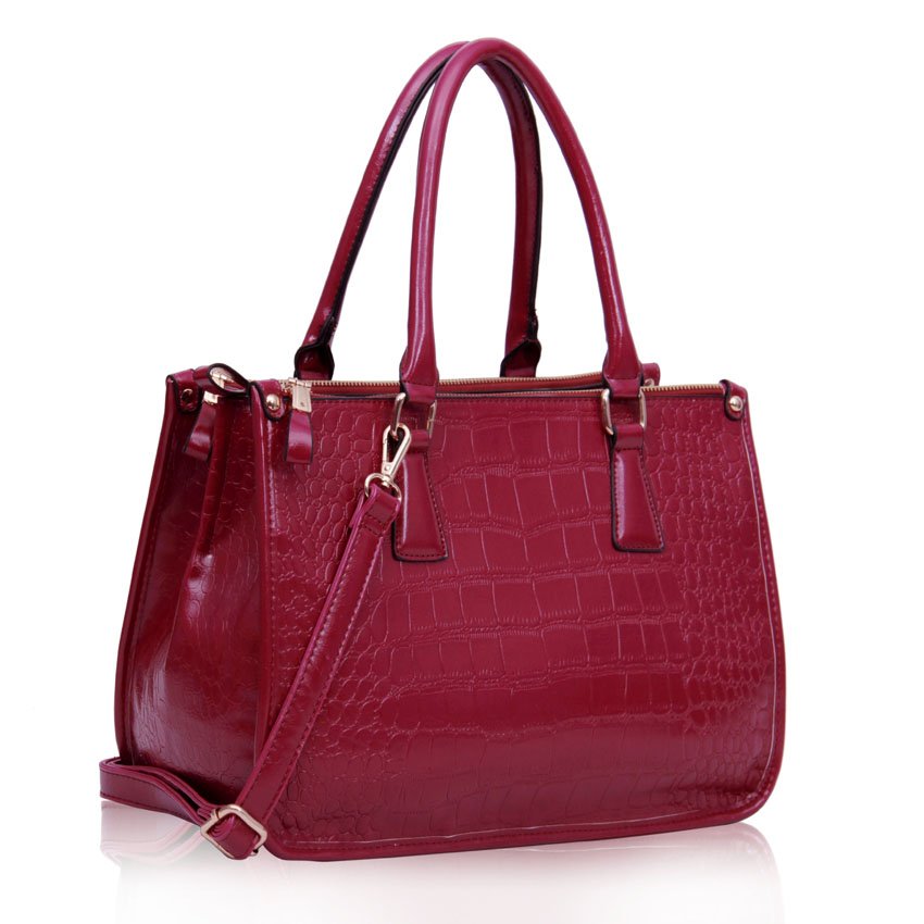 burgundy mock croc bag