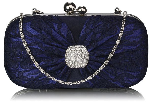 LSE00271 - Navy Hard Case Clutch Bag