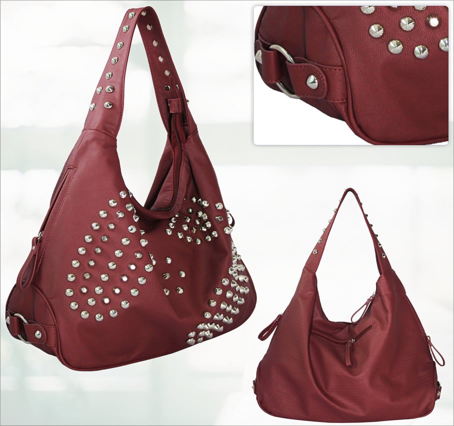 Wholesale Red Studded Hobo Handbag