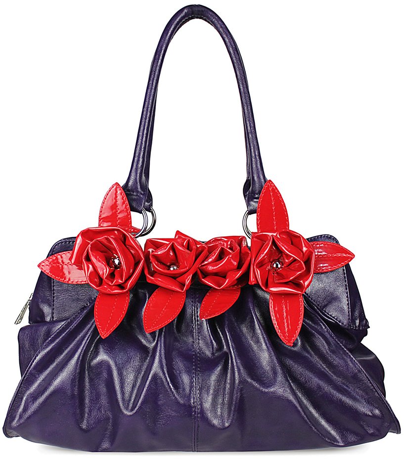 Wholesale Bags :: LS6045 - Purple Patent Flower Shouler Handbag ...