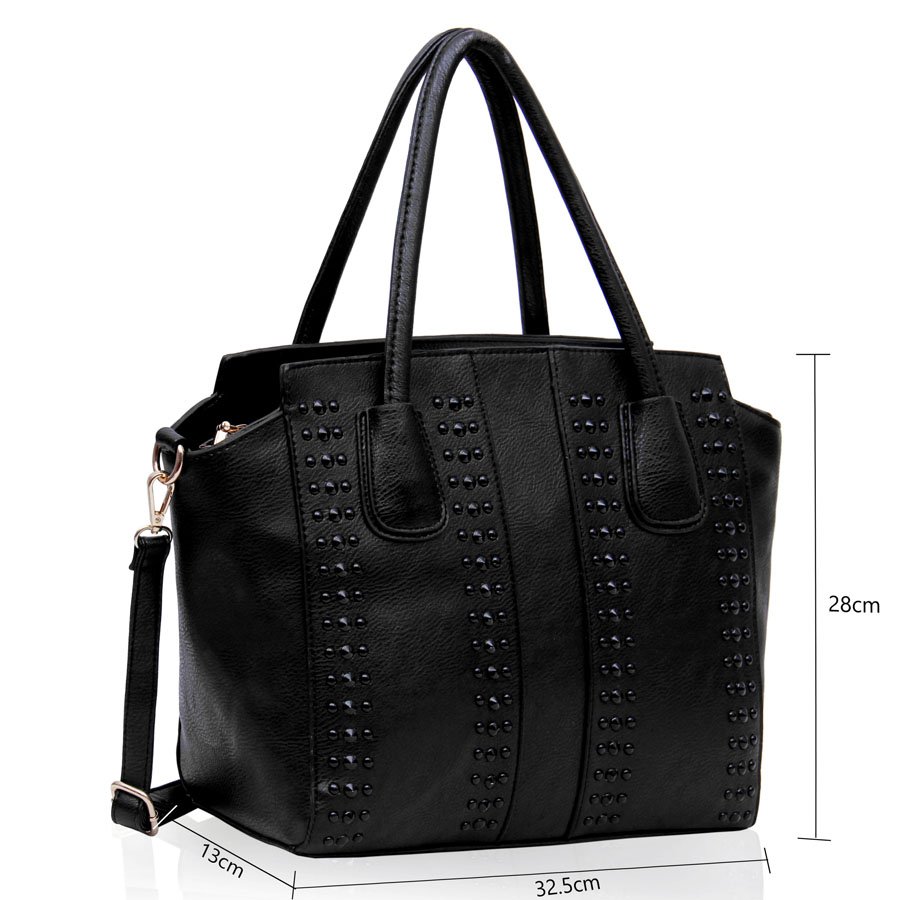 Black / White Tote Bag With Long Strap