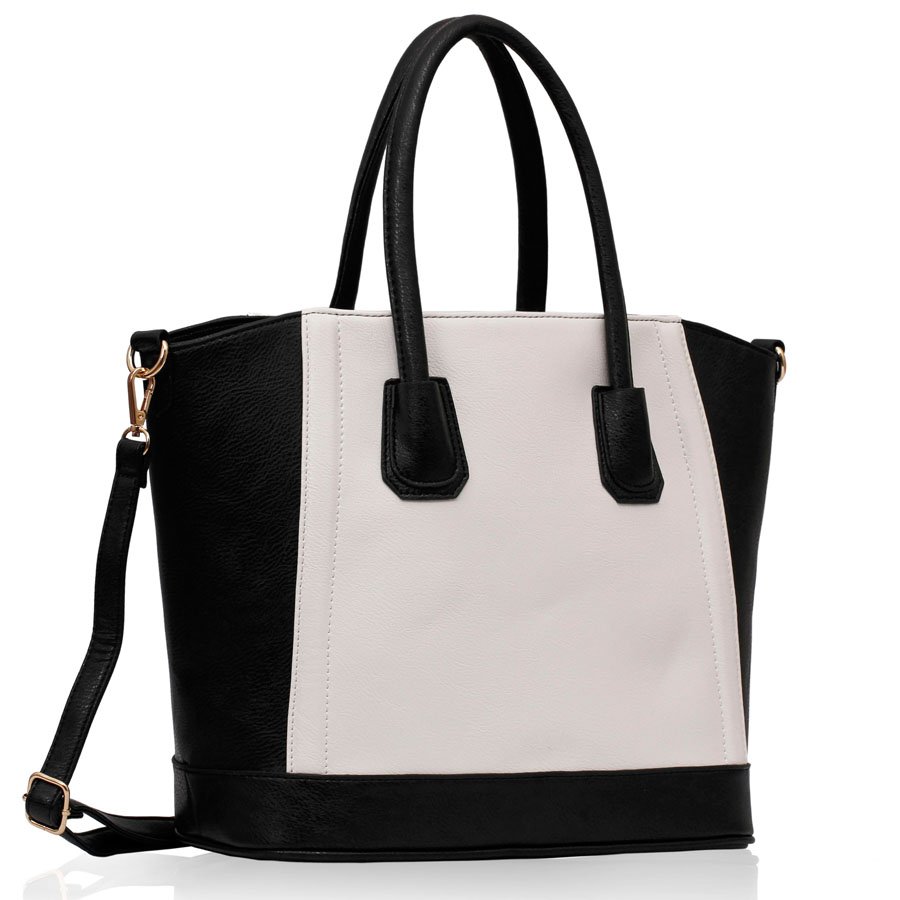 Black /White Tote Bag With Long Strap