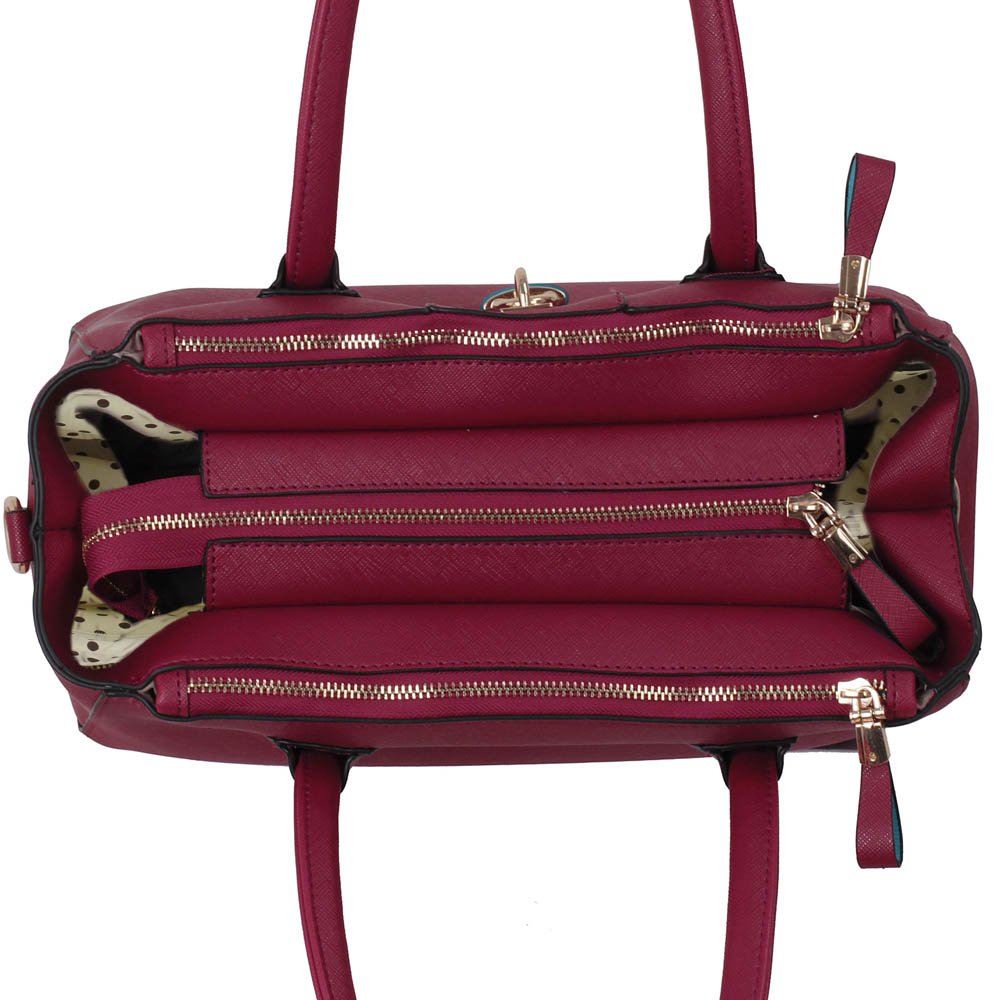 Wholesale Burgundy Three Zipper Grab Bag