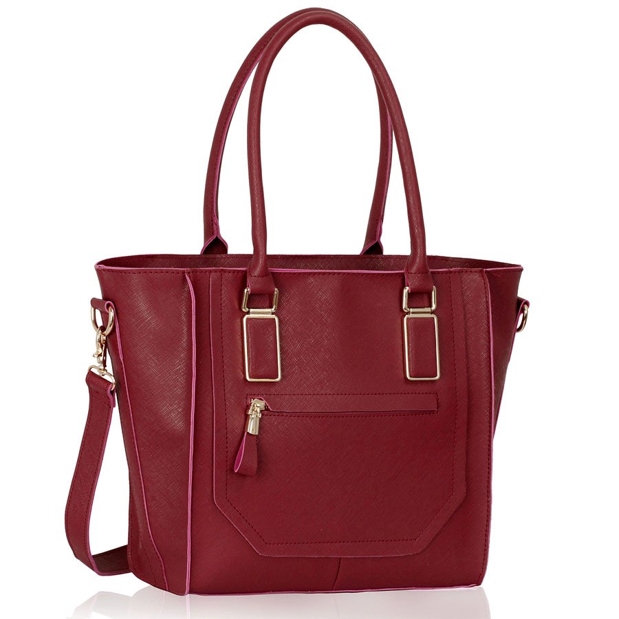 Burgundy Tote Bag With Long Strap