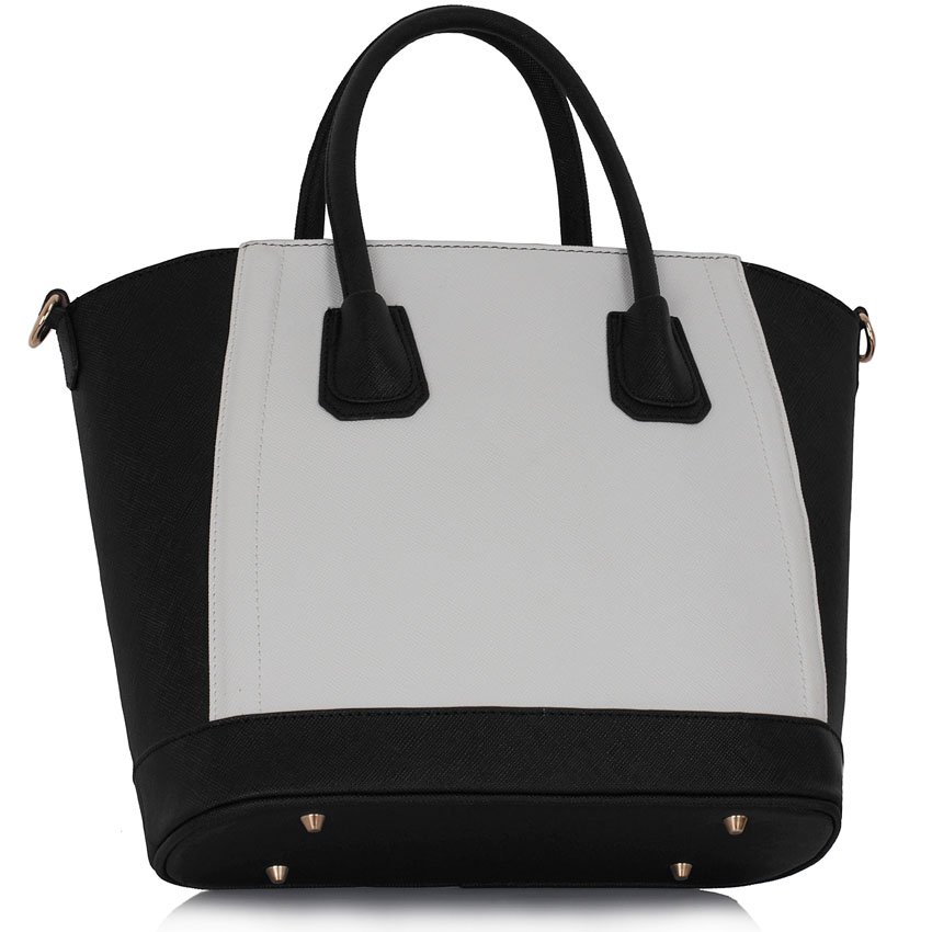 Black / White Tote Bag With Long Strap