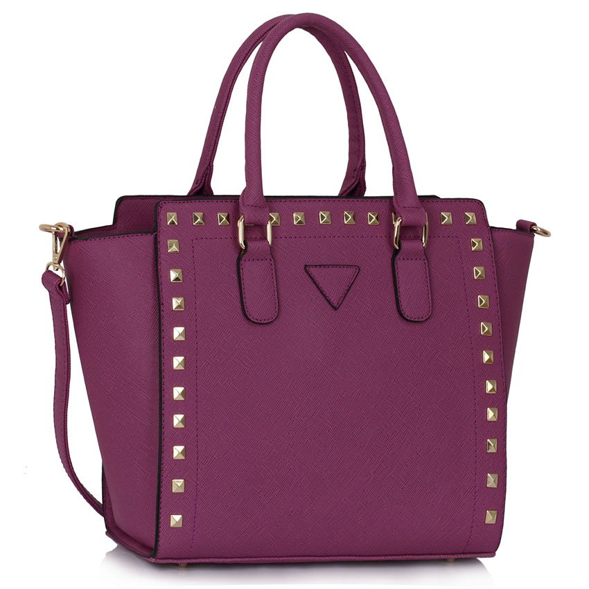 Wholesale Purple White Zip Design Tote Bag