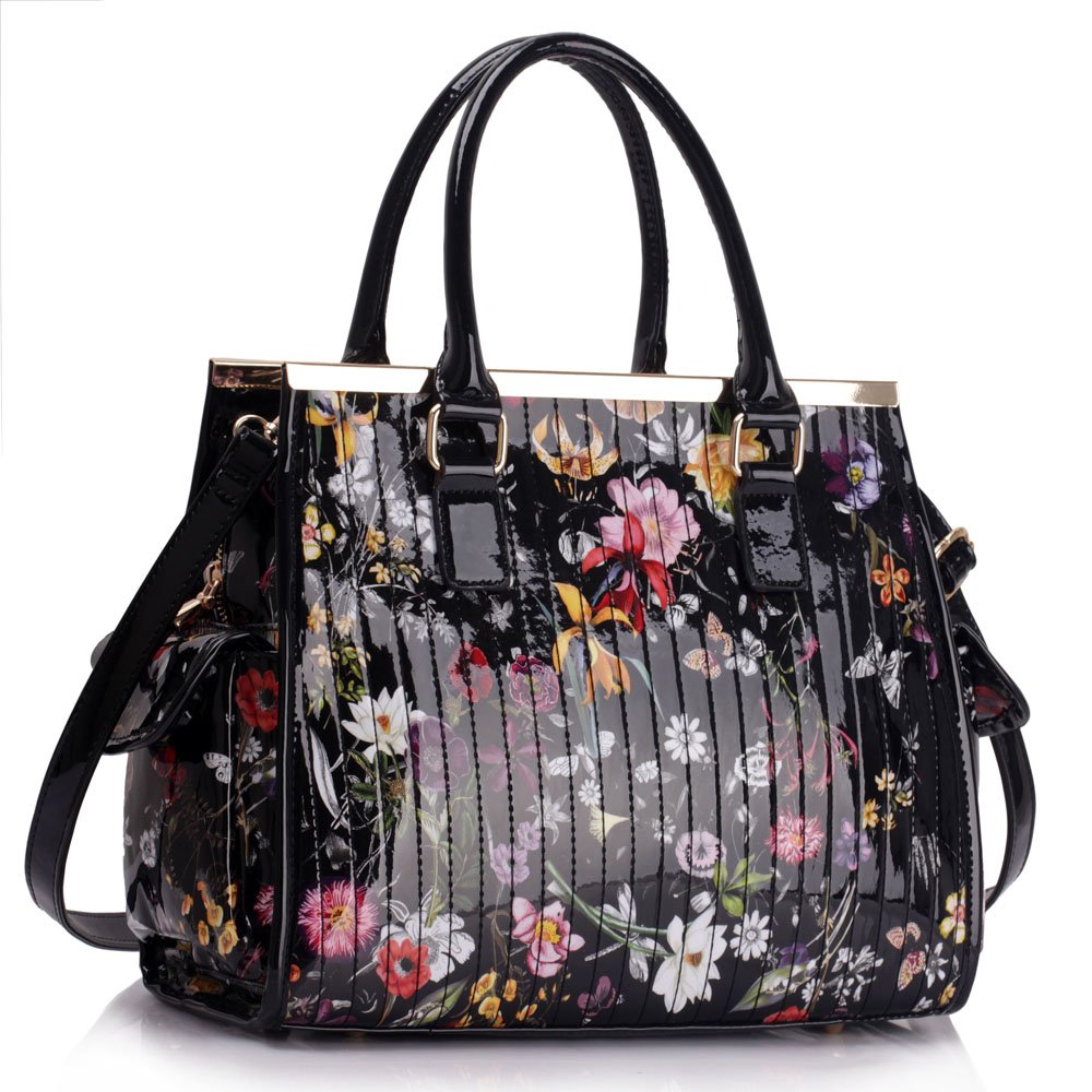 Black / White Floral Tote Bag