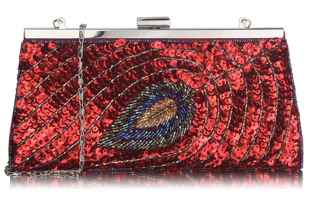 Black Sequined Peacock Pattern Clutch Purse | Baginning