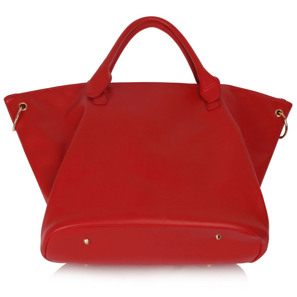 LS00391 - Red Large Tote Handbag With Long Strap