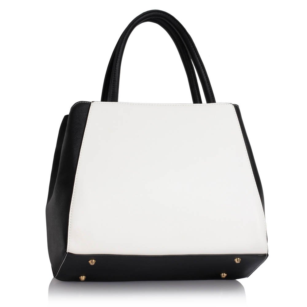 LS0030 - Black / White Metal Frame Fashion Tote Bag