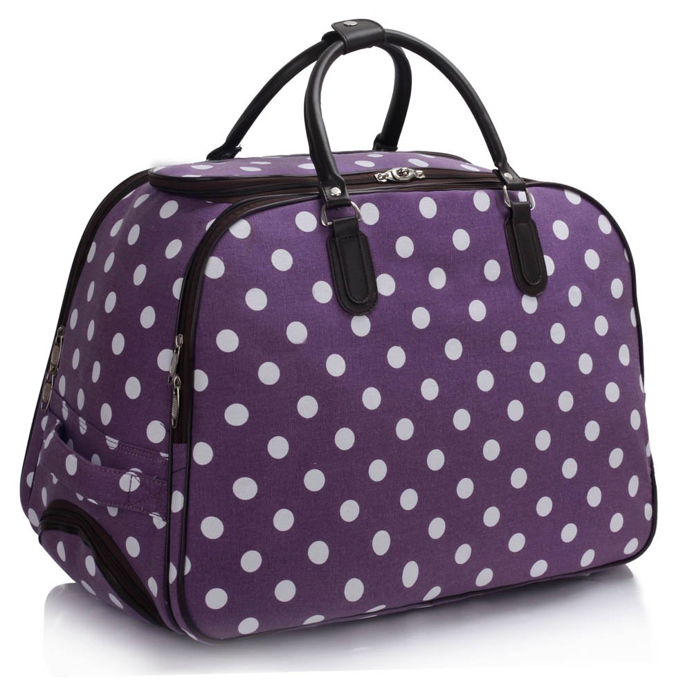 LS00309 - Purple Light Travel Holdall Trolley Luggage With Wheels