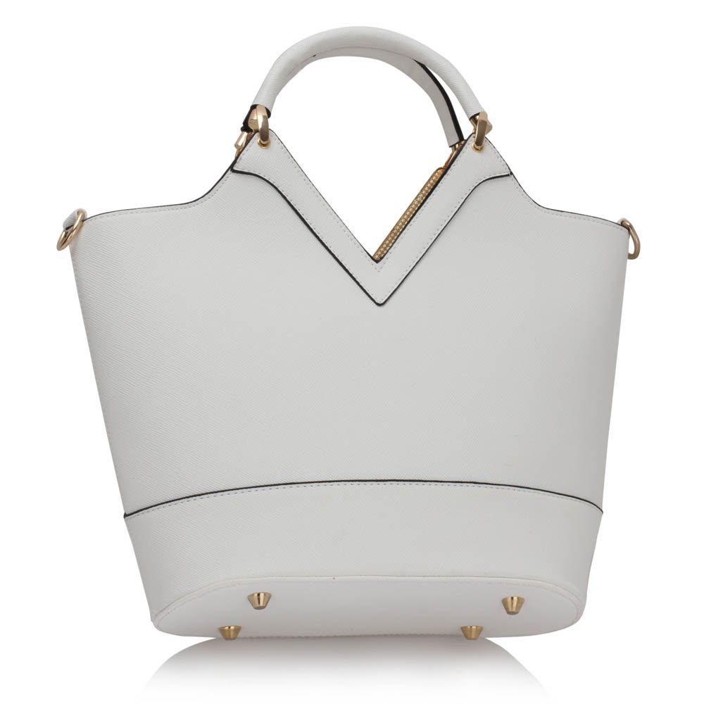 LS00379A - White V Design Tote Bag