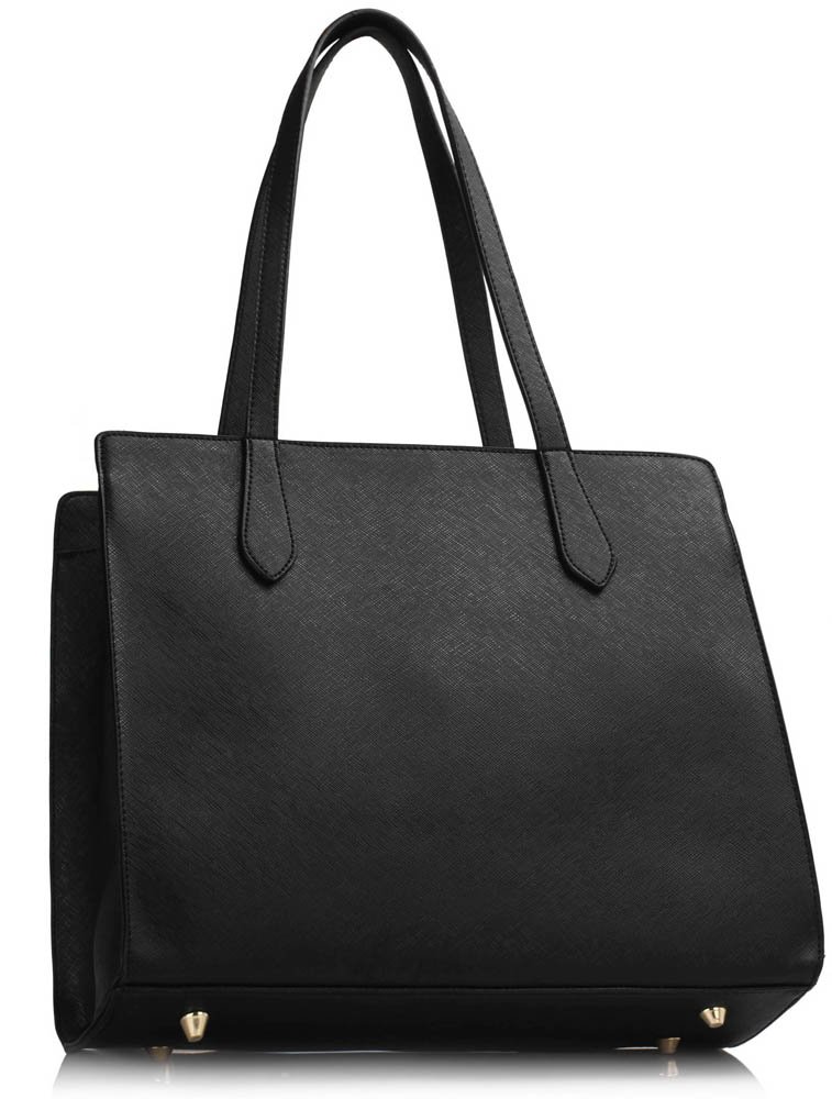LS00405 - LS00405 - Black / White Buckle Detail Shoulder Bag