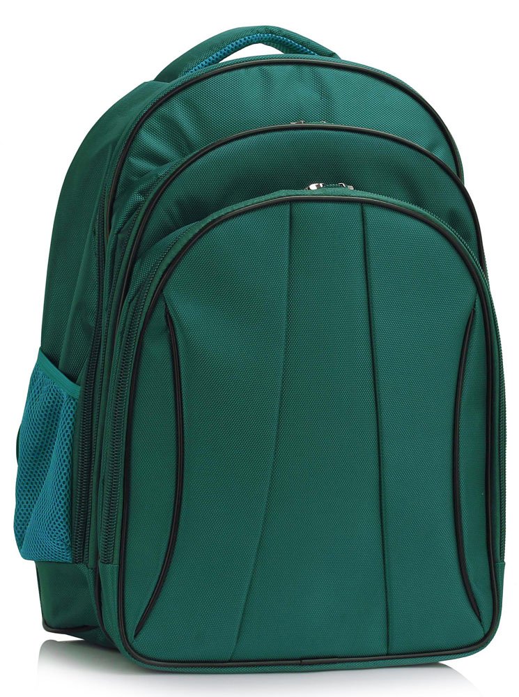 teal and black backpack