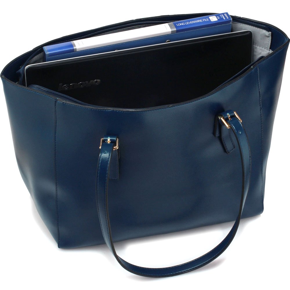 navy leather grab bag