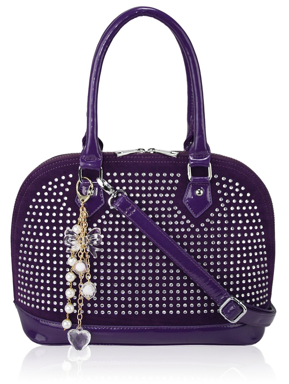 Wholesale Purple Diamante Tote Bag With Charm