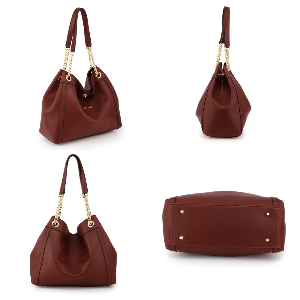 burgundy leather shoulder bag