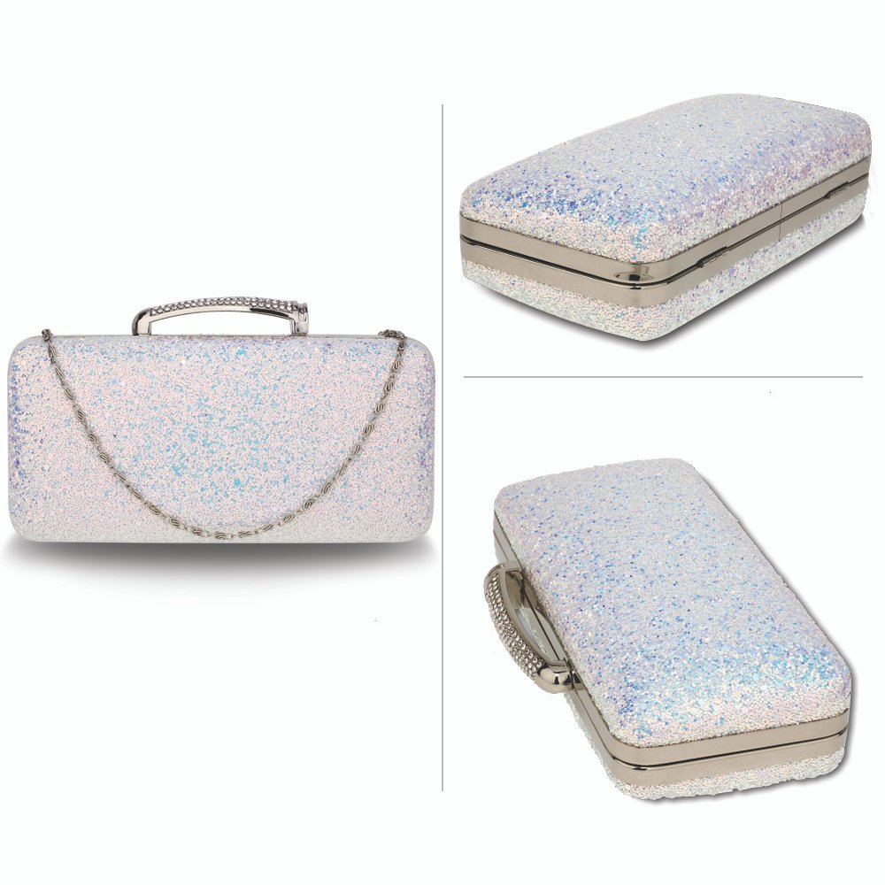 Glitter clutch bag GUESS Silver in Glitter - 32418392