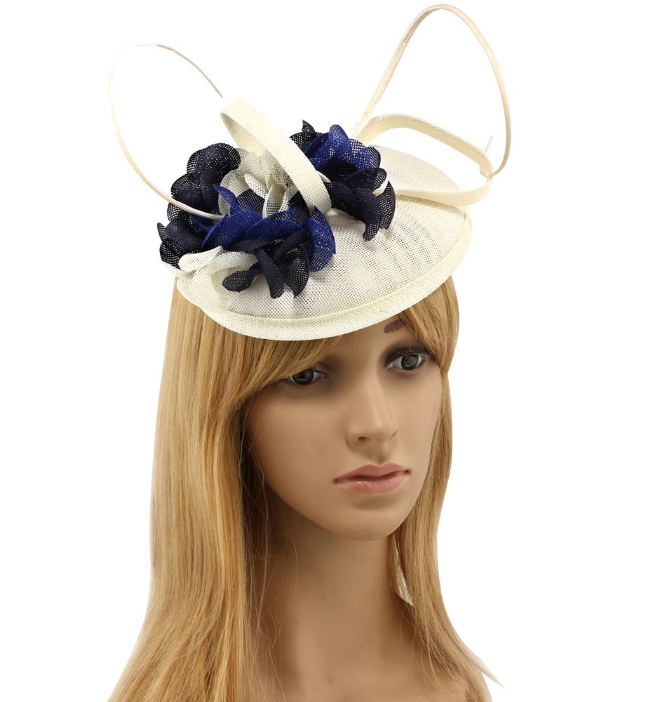 navy ivory fascinators