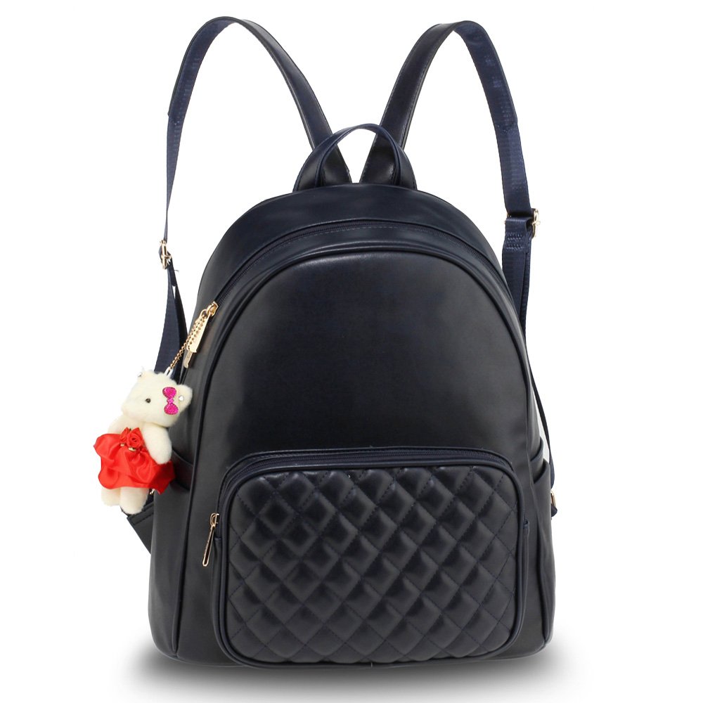 Wholesale Navy Backpack Rucksack School Bag With Bag Charm AG00674